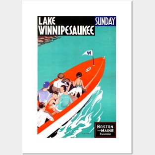 Vintage Travel Poster USA Lake Winnipesaukee Posters and Art